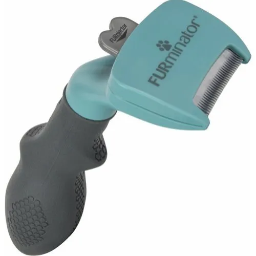 FURminator Deshedding-børste til små katte, langt hår - turkis