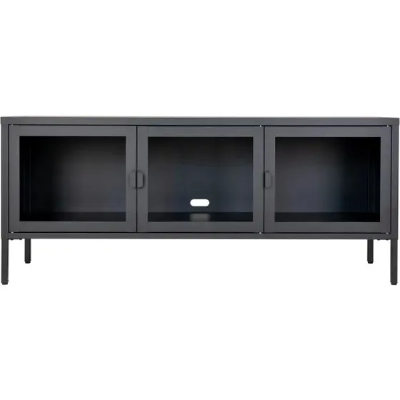 Brisbane TV-Bænk i sort med glaslåger 40x130x55 cm
