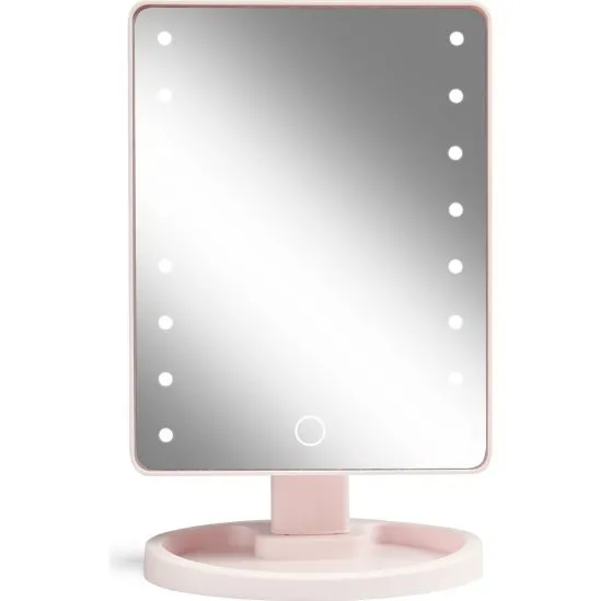 Gillian Jones Hollywood-spejl med touch, LED og USB-C – Rosa