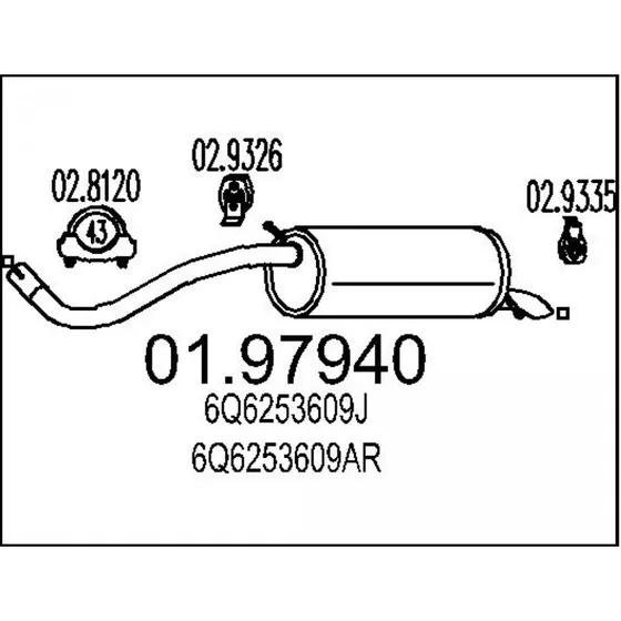 MTS Lyddæmper 6Q6253609J for VW, Skoda, Seat