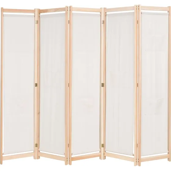 vidaXL 5-panels rumdeler 200 x 170 cm cremefarvet