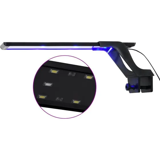 vidaXL LED-lampe til akvarium 35-55 cm med klemme, blå og hvid