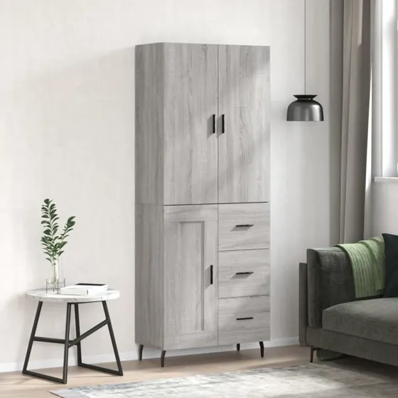 vidaXL Højskab 69,5x34x180 cm Konstrueret Træ Grå Sonoma-Eg