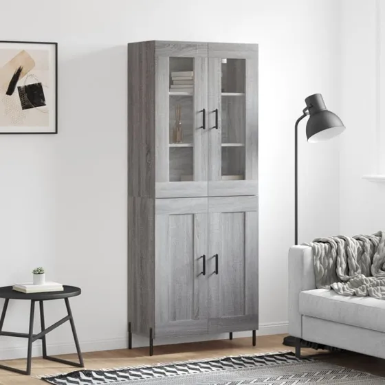 vidaXL Højskab 69,5x34x180 cm Konstrueret Træ Grå Sonoma-Eg
