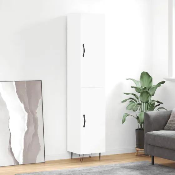 vidaXL Skab 34,5x34x180 cm Konstrueret Træ Hvid