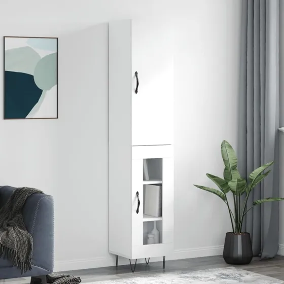 vidaXL Skab 34,5x34x180 cm Konstrueret Træ Hvid