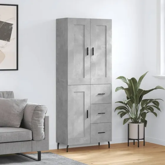 vidaXL højskab 69,5x34x180 cm konstrueret træ betongrå