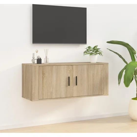 vidaXL Væghængt tv-skab 100x34,5x40 cm Sonoma-eg
