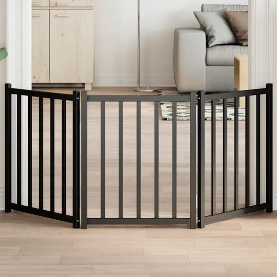 vidaXL 3-panel foldbar hundelåge 150 cm sort