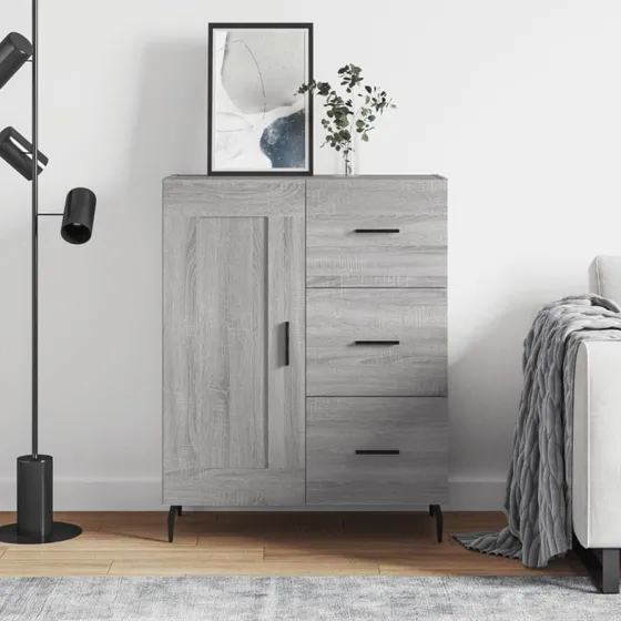 vidaXL Skænk 69,5x34x90 cm Konstrueret Træ Grå Sonoma-Eg
