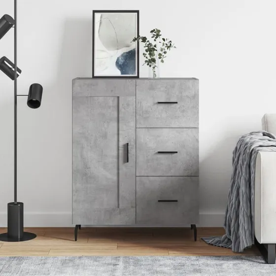 vidaXL Skænk 69,5x34x90 cm Konstrueret Træ Betongrå