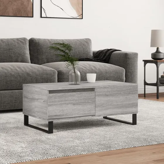 vidaXL sofabord 90x50x36,5 cm grå sonoma-eg konstrueret træ
