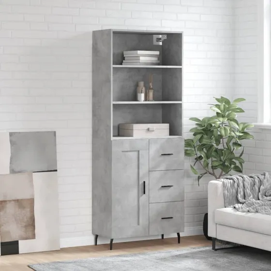 vidaXL Højskab 69,5x34x180 cm Konstrueret Træ Betongrå