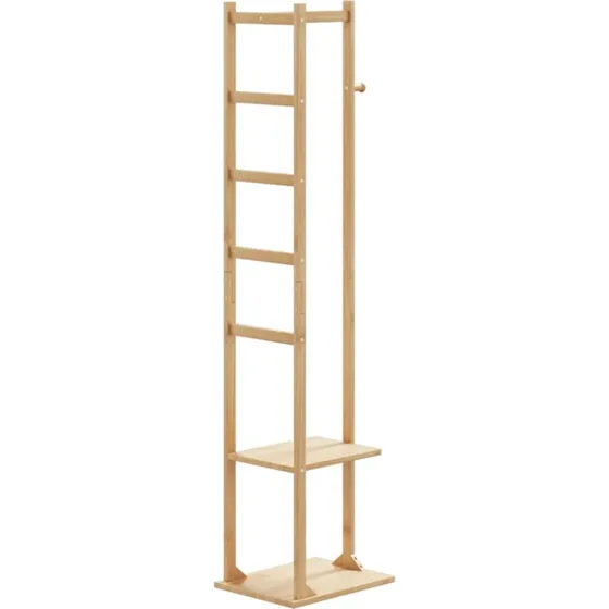 vidaXL Garderobestativ Bambus 38,5x30x156 cm med Kroge og Hylder