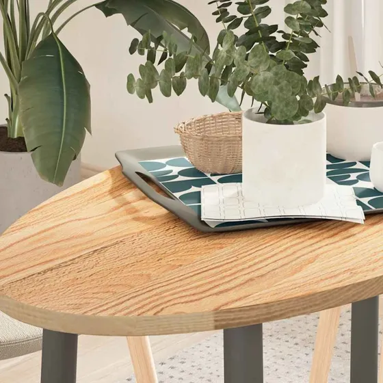 vidaXL bordplade 100x50x2 cm massivt egetræ oval naturfarvet