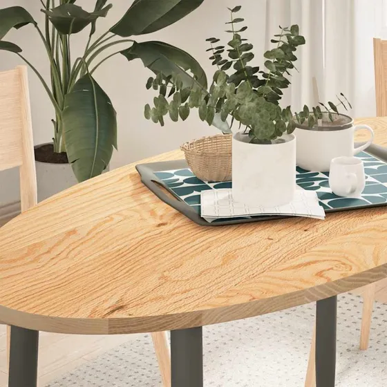 vidaXL bordplade 120x60x2 cm massivt egetræ oval naturfarvet