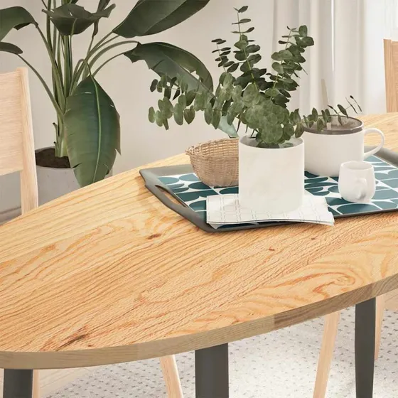 vidaXL bordplade 140x60x2 cm oval massivt egetræ natur