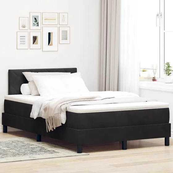 vidaXL Boxspring Seng med Madras, Sort, 120 x 200 cm