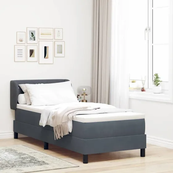 vidaXL Box Spring-seng med hovedgærde, Mørkegrå, 80 x 200 cm