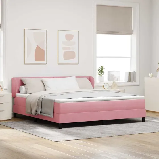 vidaXL Box Spring-seng 180x200 cm Lyserød med fløjl og justerbart hovedgærde