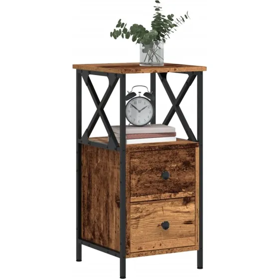 vidaXL Sengebord 2 stk. 34x35,5x70 cm konstrueret træ antikt trælook
