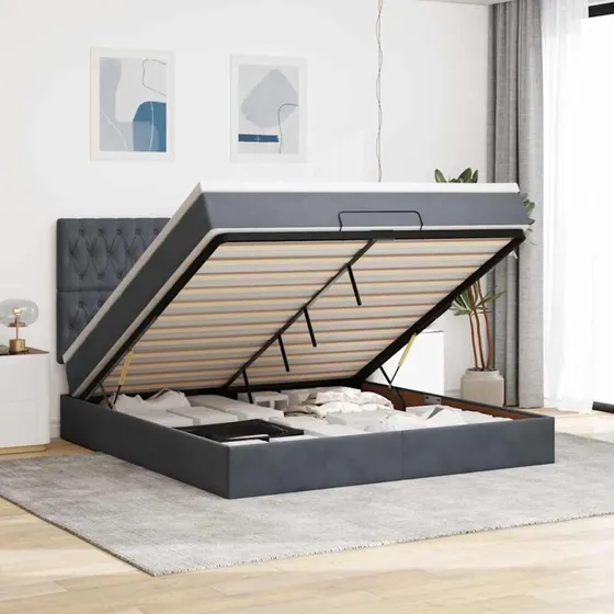 vidaXL Osmannisk Sengeramme med Madrasser 180x200 cm Fløjl Mørkegrå