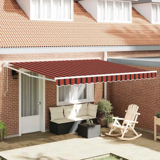vidaXL Utrækkelig Markise Rød og Sort 350 x 250 cm