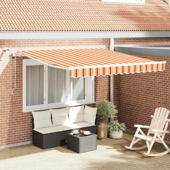 vidaXL Automatisk Utrækkelig Markise Gul/Orange 350x250 cm