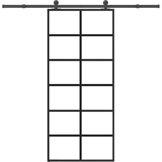 vidaXL Skydedør 90x205 cm med sikkerhedsglas og aluminiumsramme