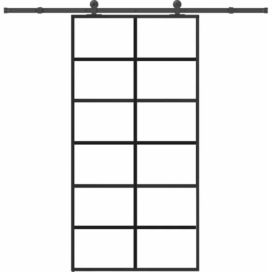 vidaXL Skydedør 102x205 cm med monteringssæt, sikkerhedsglas og aluminium