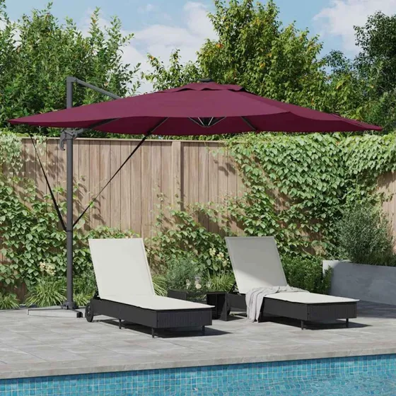vidaXL Parasol Bordeaux Rød 286x284 cm Aluminium & Polyester