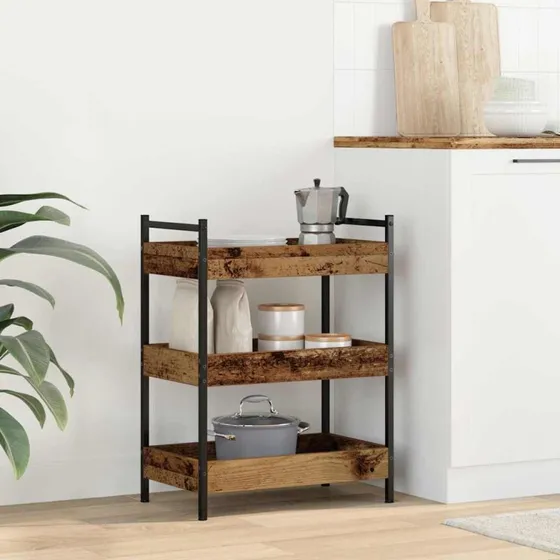 vidaXL Køkkenvogn Gammelt Træ 50x30x70 cm Konstrueret Træ
