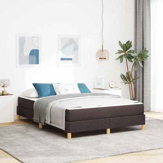vidaXL Box Spring Seng Mørk Brun 140 x 190 cm Stof