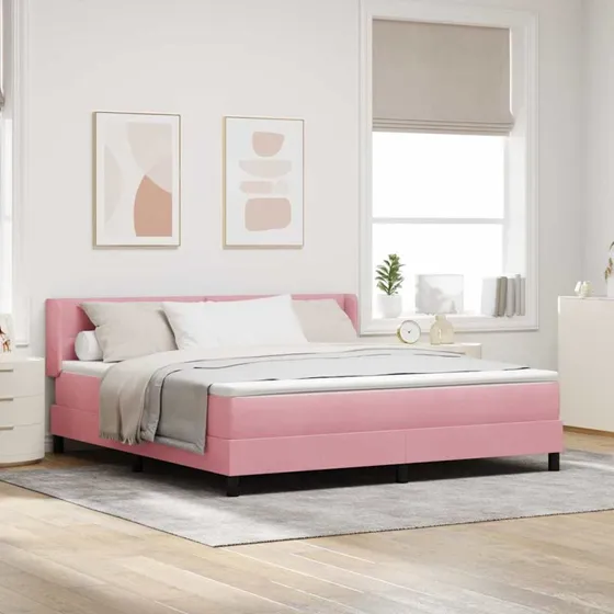 vidaXL Boxspring seng lyserød 180x200 cm med hovedgærde