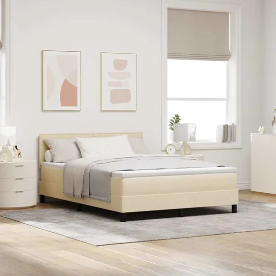 vidaXL Boxspring seng med LED-madras, creme, 140 x 190 cm