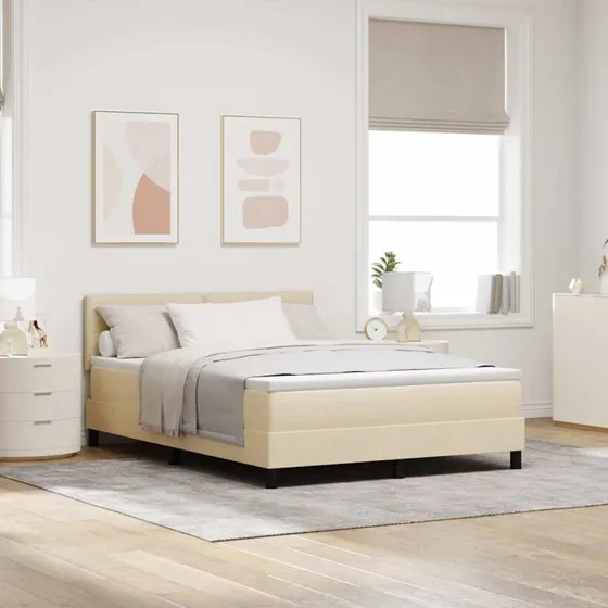 vidaXL Box spring seng med LED Creme 140x190 cm Stof