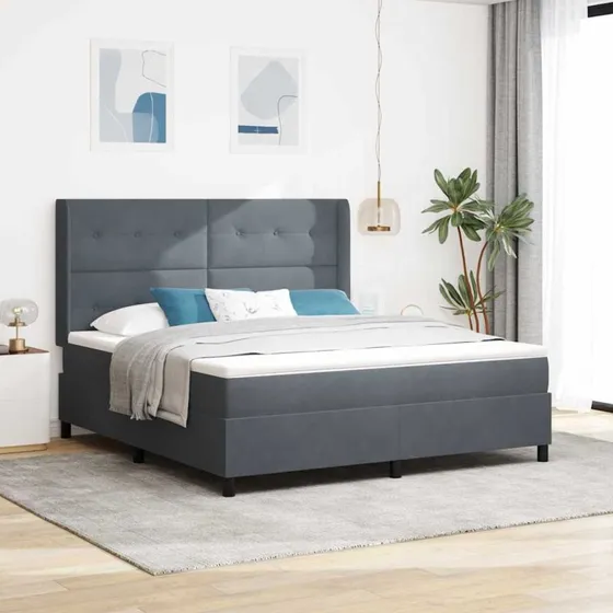 vidaXL Box Spring Seng med LED, Mørkegrå, 180 x 200 cm