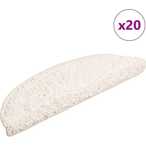 vidaXL Trappemåtter 20 stk. 56x17x3 cm hvide halvrunde