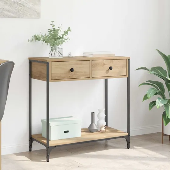 vidaXL Konsolbord Artisan Egetræ 75 x 34,5 x 75 cm