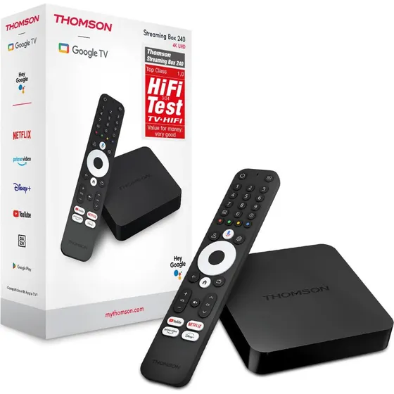 Thomson 240G Google TV Streaming Box, 4K UHD, Sort