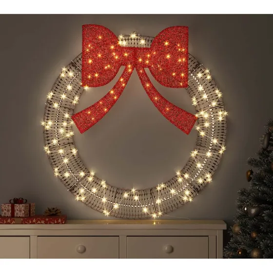 vidaXL Krans med 80 LED'er, Varm Hvid, 91 x 91 x 9 cm, PET