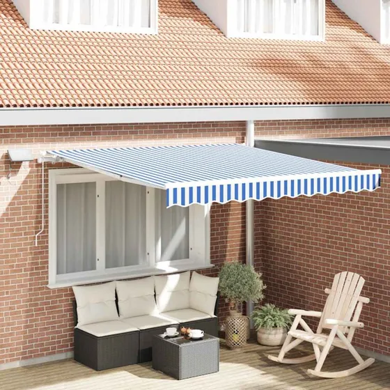 vidaXL Utrækkelig Markise Blå/Hvid 350x250 cm