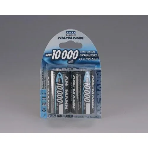 ANSMANN NiMH D-batterier 10.000 mAh, 2 stk.