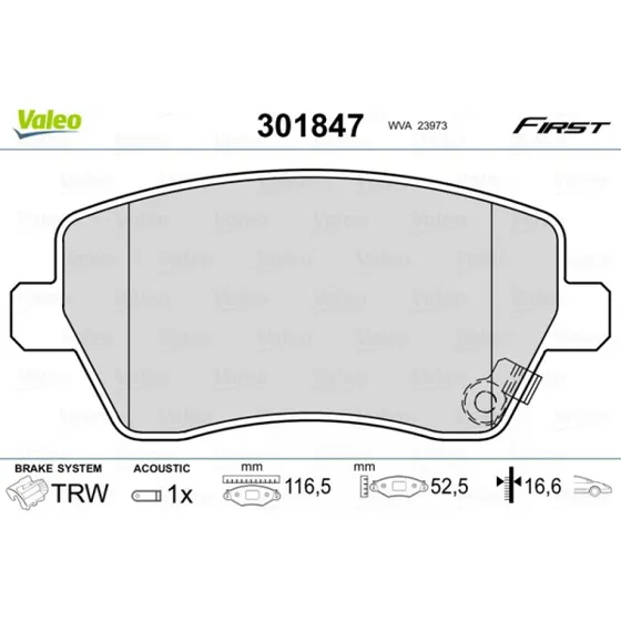 VALEO Bremseklodser 301847 for OPEL, Suzuki, Vauxhall