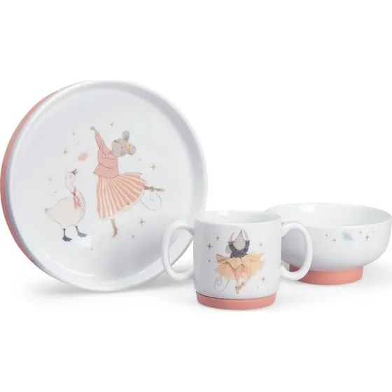 Moulin Roty Spisesæt - Porcelæn med skridsikker silikonebund