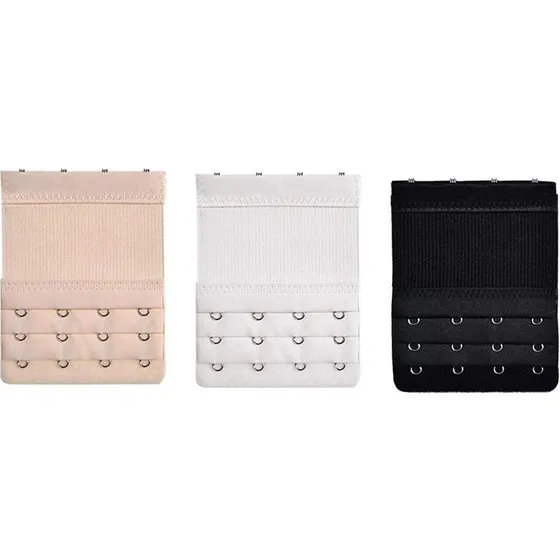 3x BH-forlænger 4 kroge - Sort, Hvid, Beige