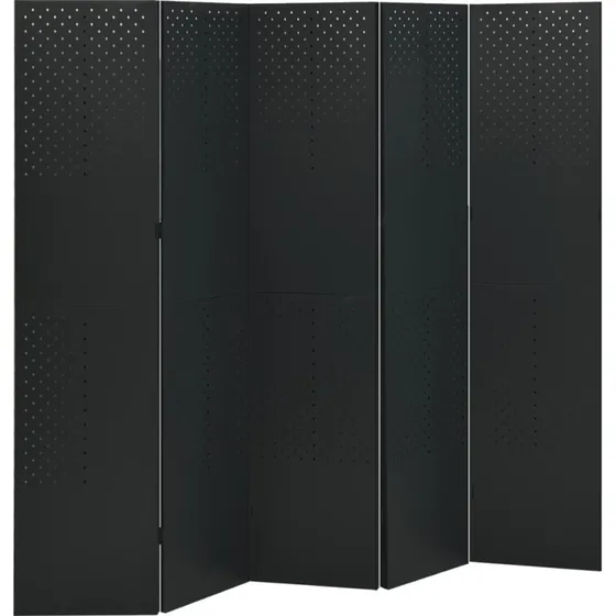 vidaXL 5-panel rumdeler 200x180 cm stål sort