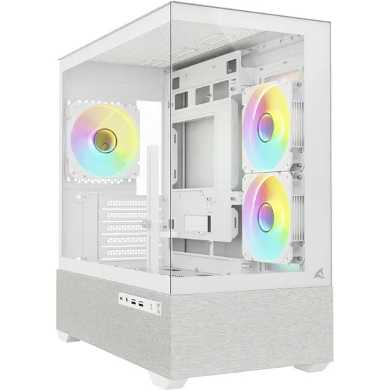 Sharkoon MK7 ARGB hvid mATX-kabinet med 2× hærdet glas