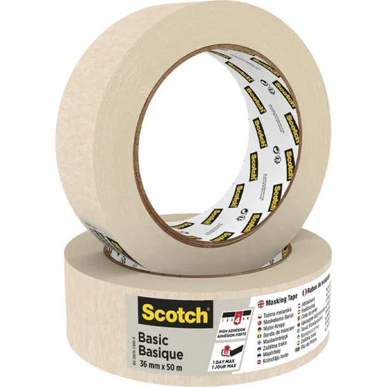3M Scotch Basic Afdækningstape 36mm x 50m - Beige