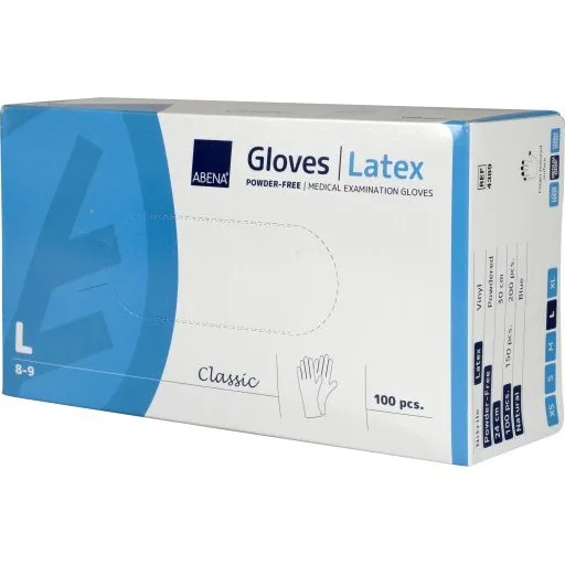 Abena Classic Latexhandsker L, 100 stk. Pudderfri Natur